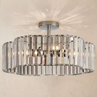 20-Inch 4-Light Polished Chrome Crystal Semi-Flush Mount