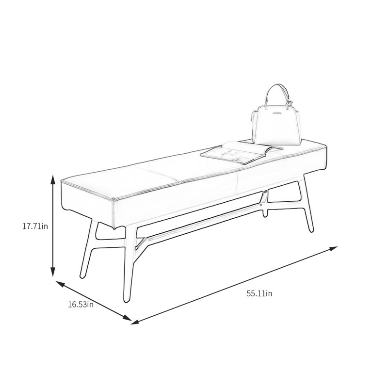 Banc de rangement Misal, H 17,71 po x l 55,11 po x P 16,53 po