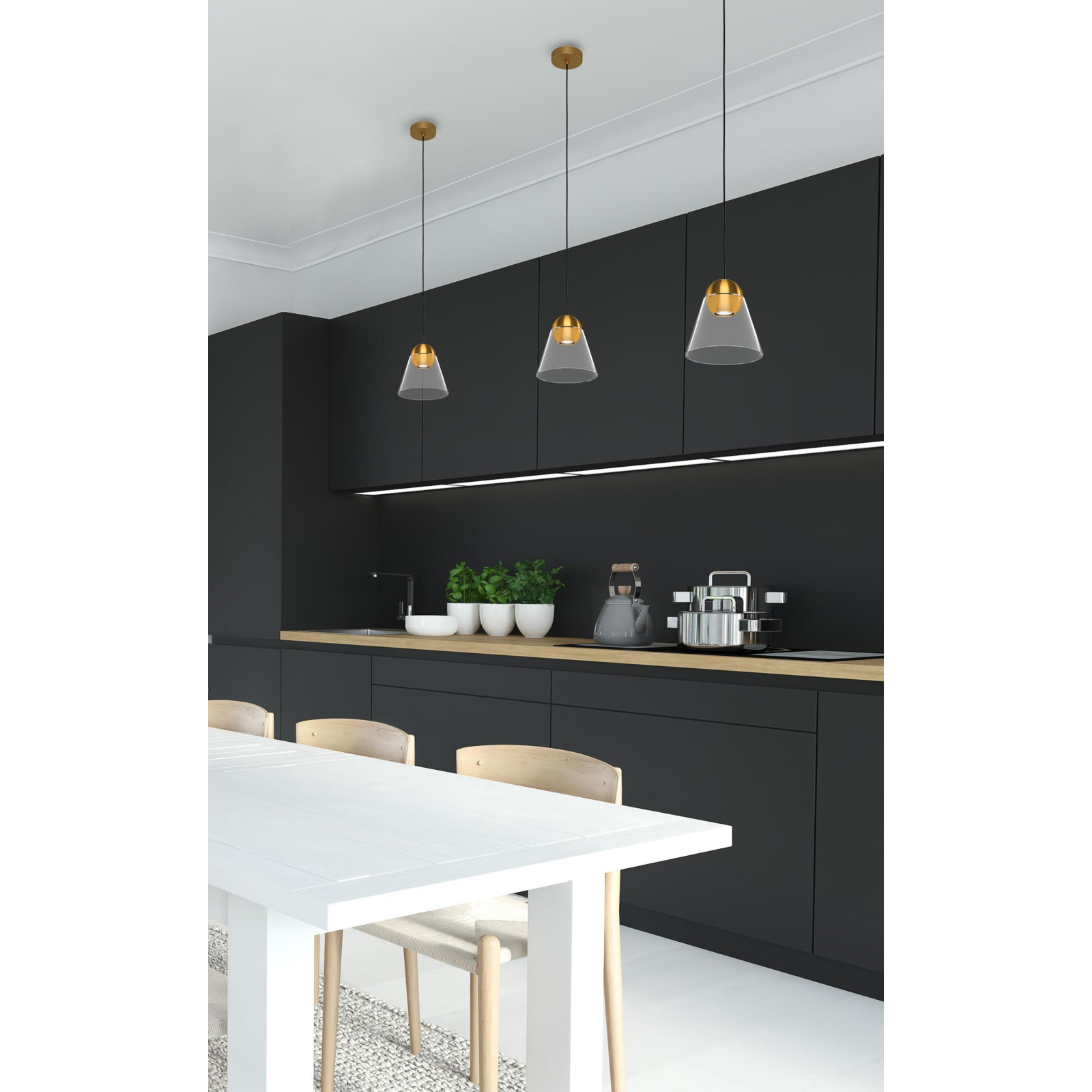 Jeffery Dimmable Single Light Pendant, Brushed Brass