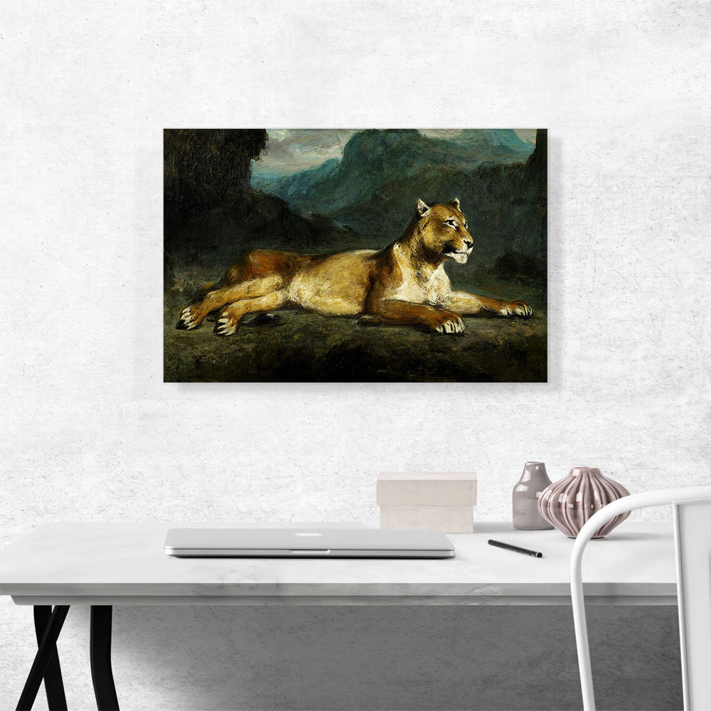" Lioness Reclining 1855 " by Eugene Delacroix Painting Print ARTCANVAS 