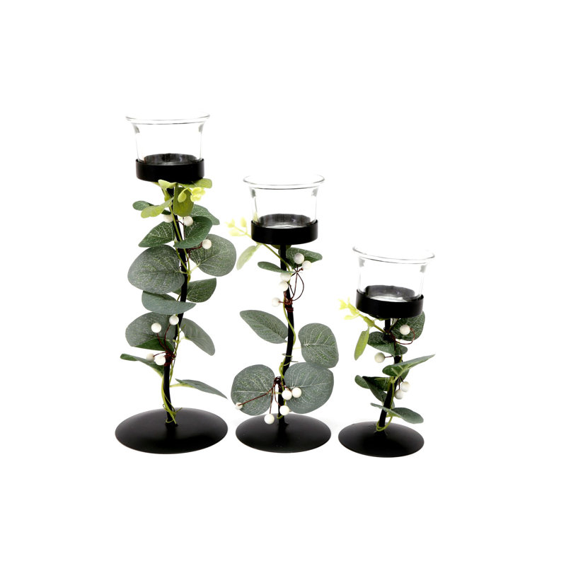 3 Piece Glass Tabletop Tealight Holder Set