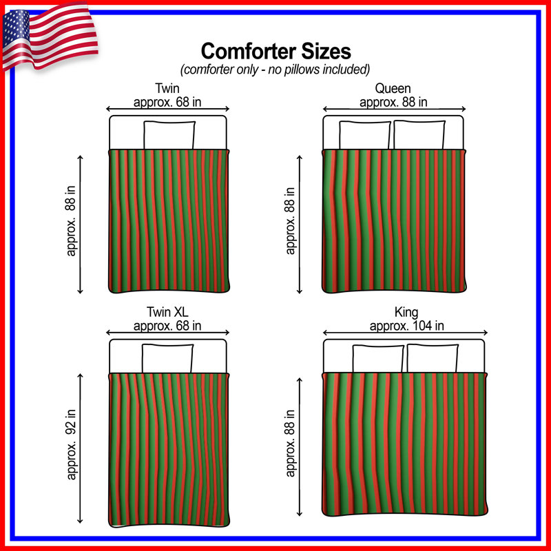 Green Red Vertical Stripes Comforter, Twin Extra Long