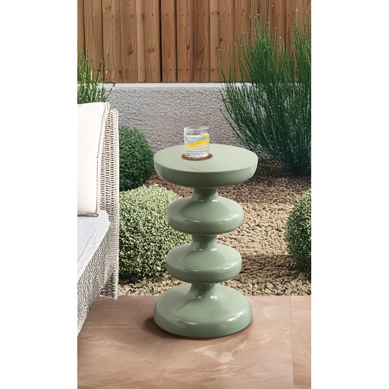 Modern Metal Round Side Table, Green