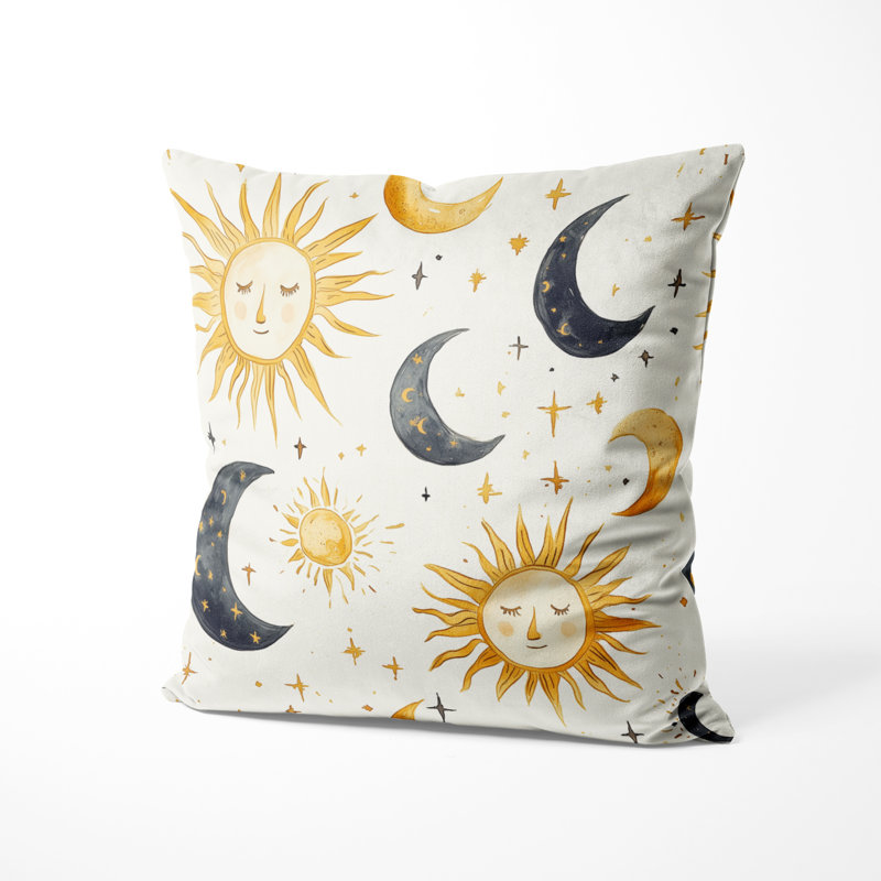 Coussin Boho - Coussin Starburst Sun Moon, H 18 po x l 18 po
