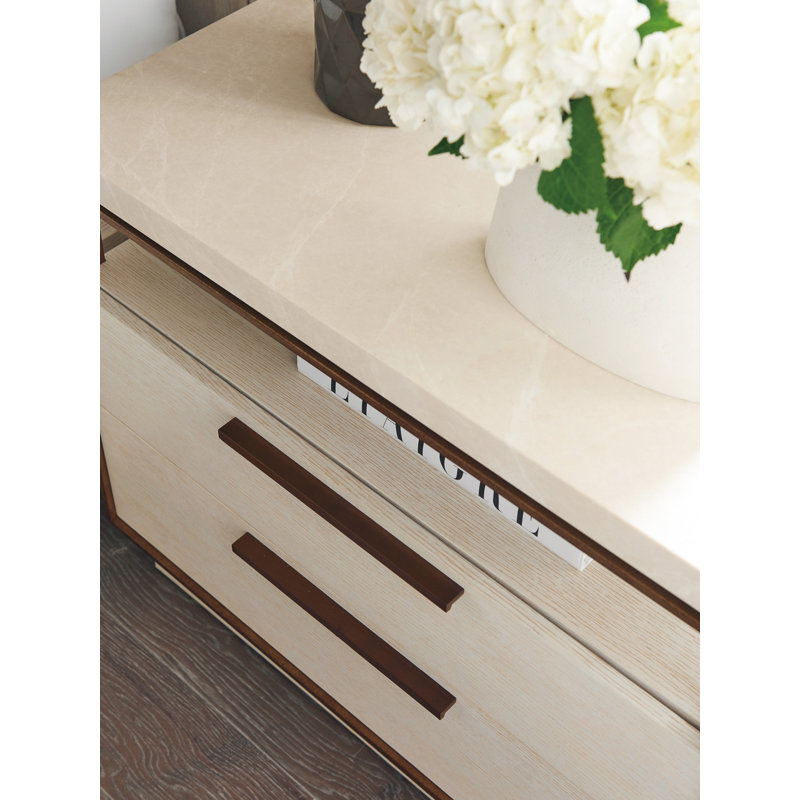Carmel Contemporary Cream Nightstand with Soft Close Drawers