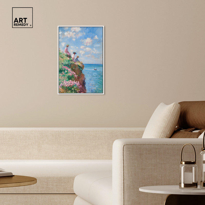 Au bord de la mer, Cadre blanc, H 25 po x l 17 po