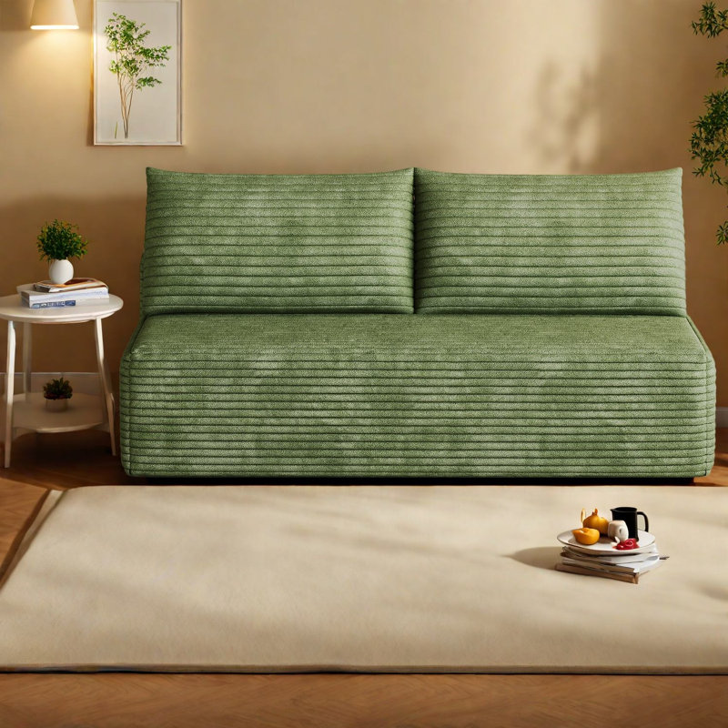 Canapés d'angle à compression, canapé moderne en velours côtelé moelleux de 150 cm pour la maison, Vert
