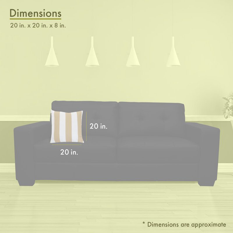 Coussin décoratif à rayures verticales, H 20 po x l 20 po, Sable