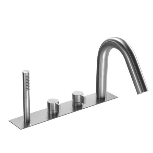 Acquaco Linki Insert Deck Mount Four-Hole Two Handle Bathtub Faucet with Hand Shower with 4-1/8'' Spout Reach