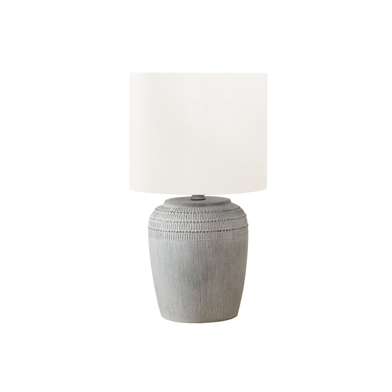 Lighting, 17 po, lampe de table, céramique, abat-jour, contemporain, Gris, Ivoire ivoire