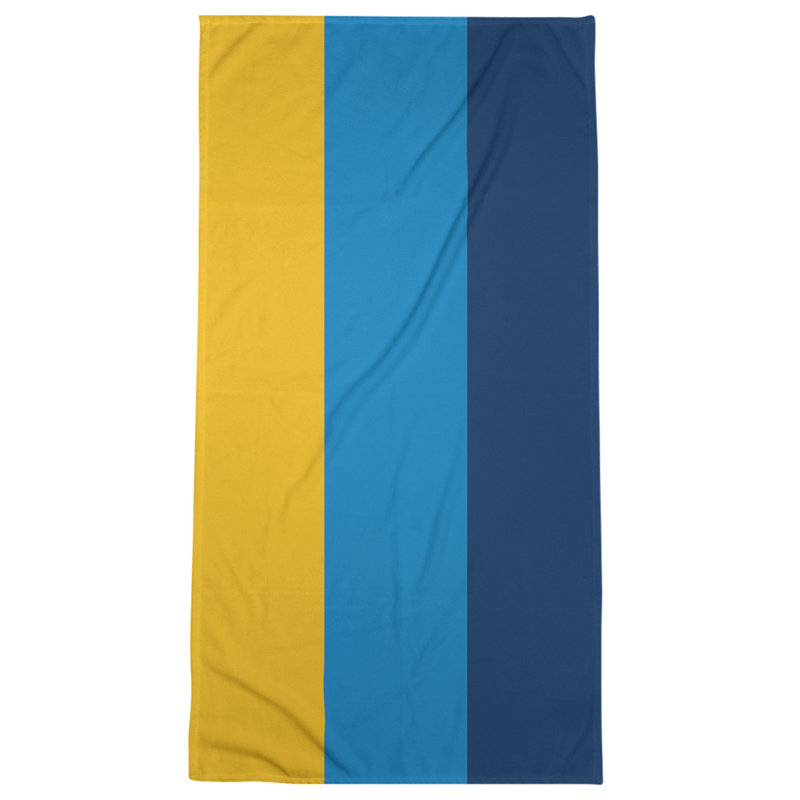 Cotton Blend Beach Towel, Blue/Yellow/Navy