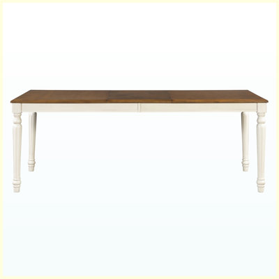Traditional Rectangular Dining Table with Framed Wood Top and Turned Legs, Natural