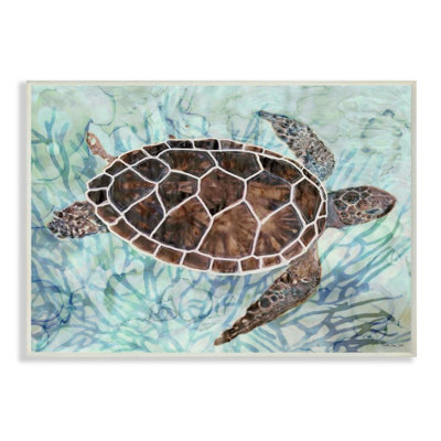 " Intricate Sea Tortoise Abstract Blue Coral "