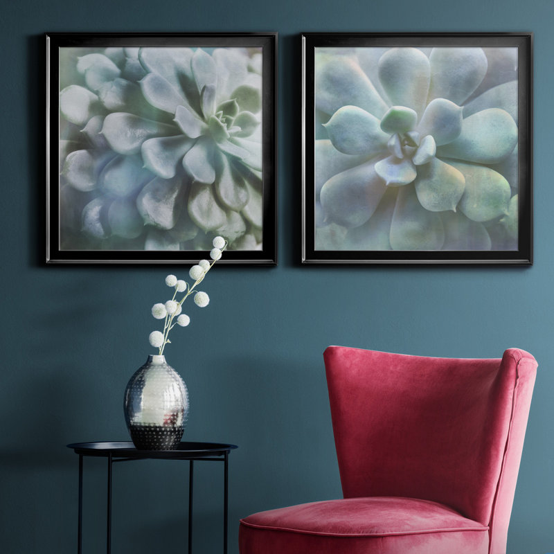 «Soft Succulent I», reproduction de photo sur toile 2 pièces, Noir, H 34,5 po x l 69 po x P 1,5 po