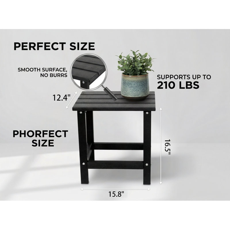Table d'appoint extérieure carrée Adirondack en bleu, H 16,5 po x l 12,4 po x P 15,8 po, Noir