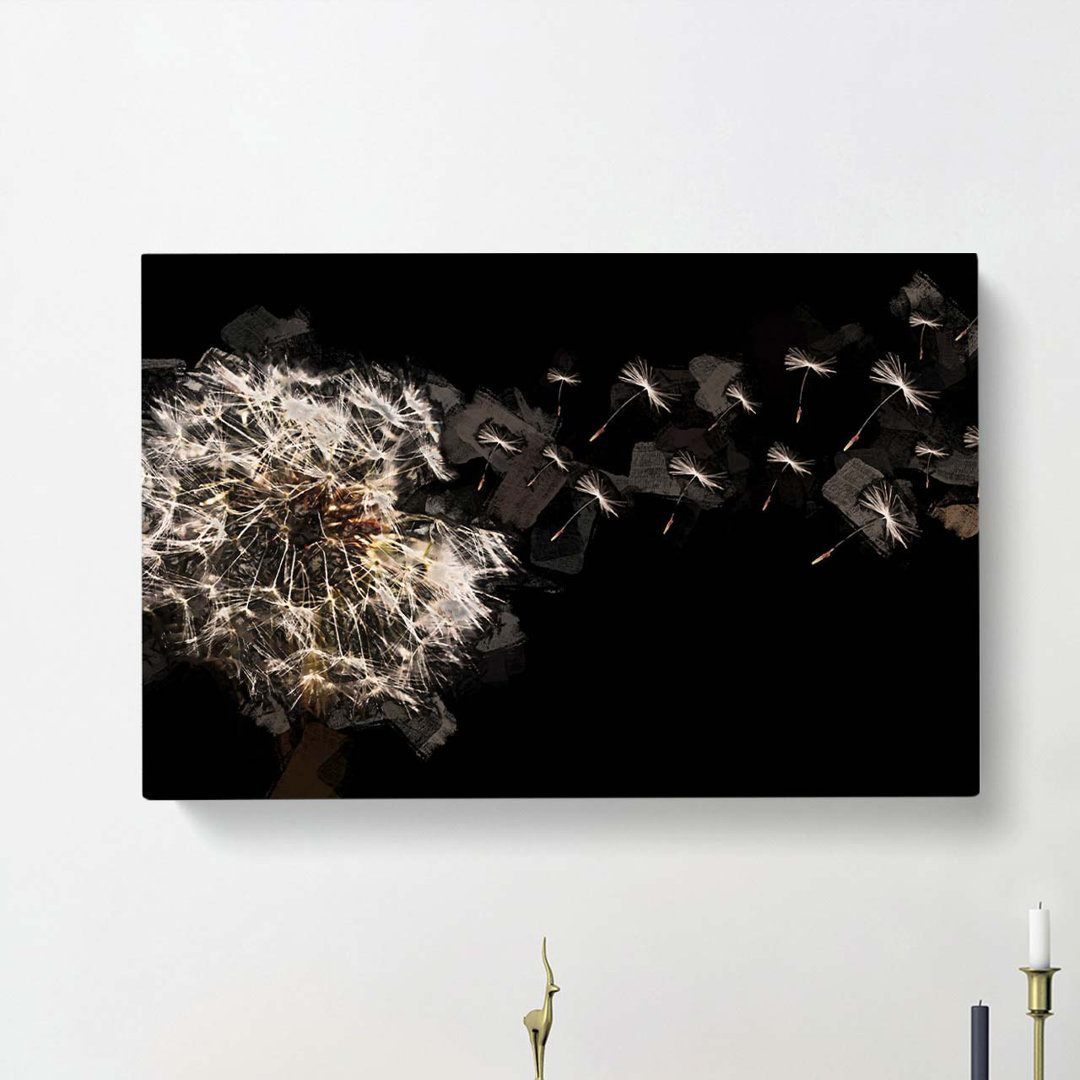 Dandelion Seeds in Flight in Abstract - Wrapped Canvas