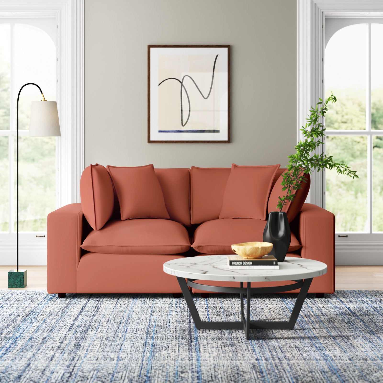 Ellaria 80" Modular Loveseat, Rust Polyester Blend