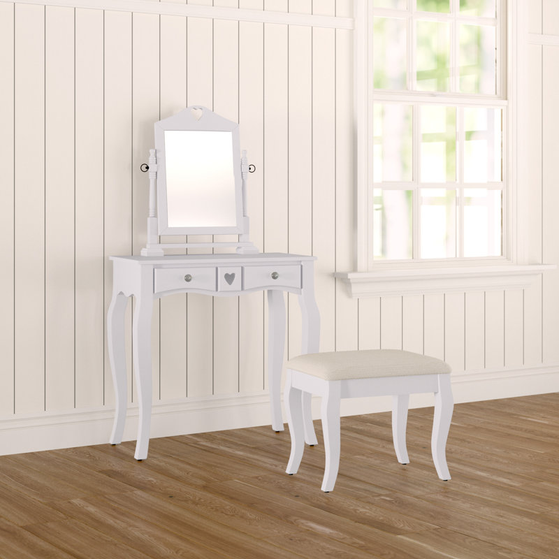 Cambrai Dressing Table with Mirror, White