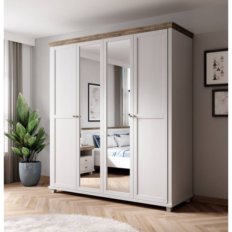 Nielsine 4 Door Manufactured Wood Wardrobe, Ash/Oak