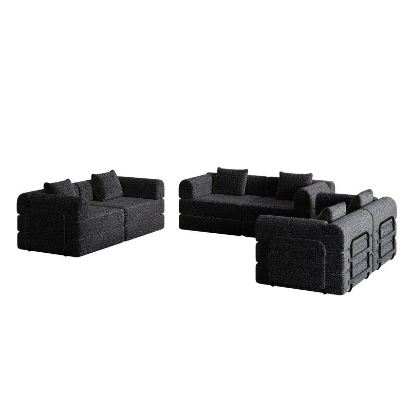 Convertible Sofa Bed, Black Fabric