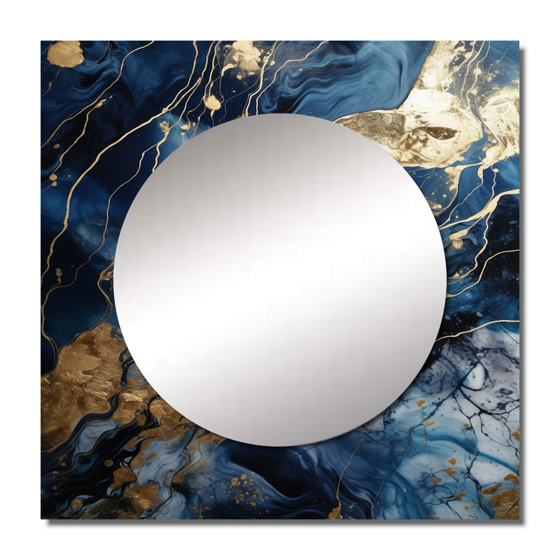 Sharlend - Abstract Marble Square Mirror Wall Decor For Bedroom, 29" x 29"