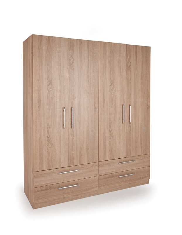 Halstead 4 Door Manufactured Wood Wardrobe, Oak