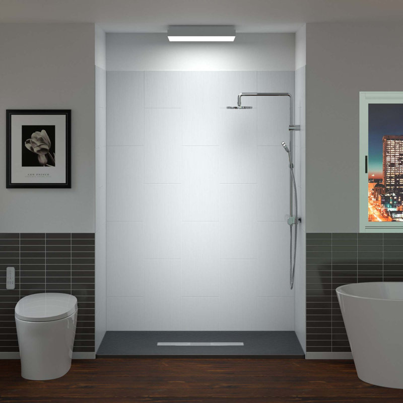 60'' W 75'' H Framed Rectangle Shower Stall, Center, Black