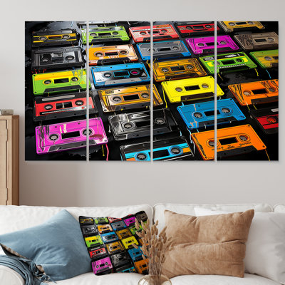 Ensemble de décorations murales rétro 4 pièces Melodic Beats II - cassettes rétro