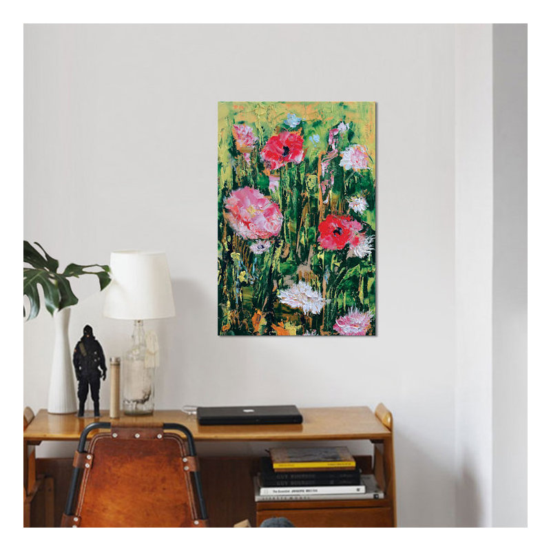 « wildflowers », reproduction d’art sur toile, H 26 po x l 18 po x P 1,5 po, Toile avec cadre noir, Pas de tapis