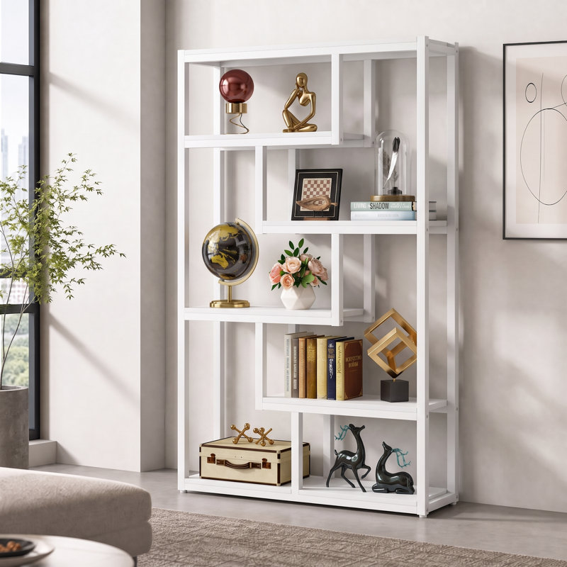 Bibliothèque géométrique H 69,29 "x l 39,37", Blanc