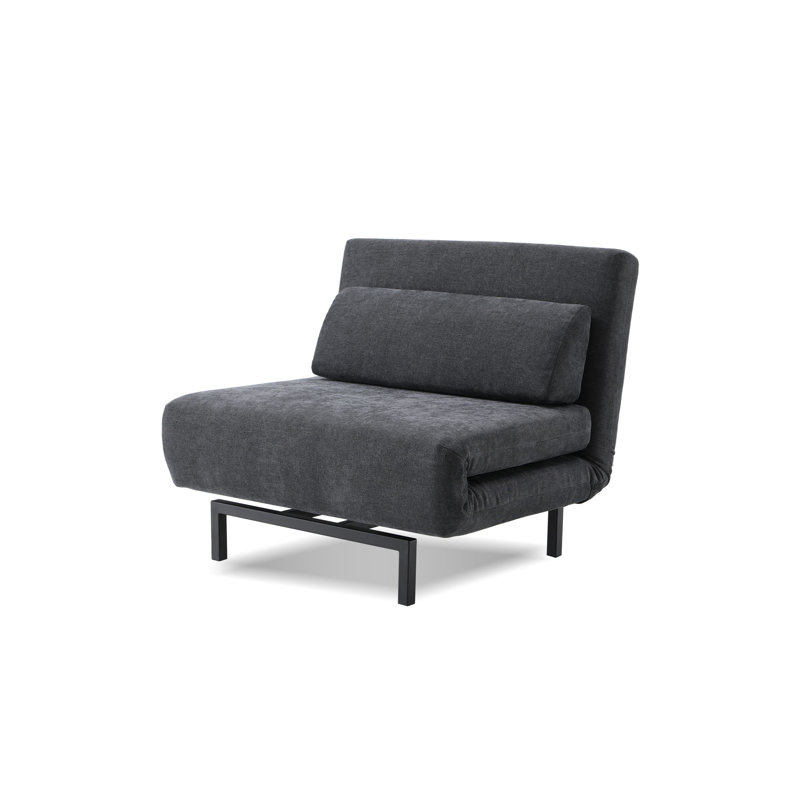 Fauteuil-lit pivotant rembourré Iso, Noir, Gris foncé