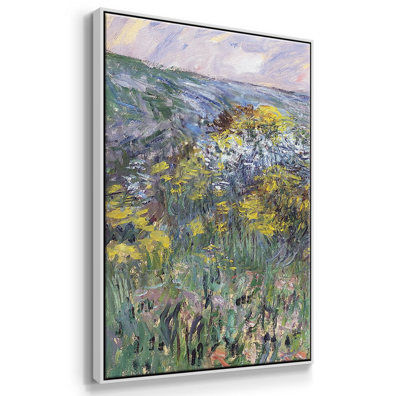 Paysage près de Vetheuil, 1881, reproduction sur toile flottante 3 pièces, H 24 po x l 48 po x P 2 po, Cadre blanc
