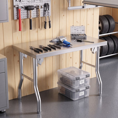 48" x 24" Stainless Steel Folding Prep Table, Heavy‑Duty Commercial Work Table for Kitchen, Restaurant, Indoor & Outdoor Use
