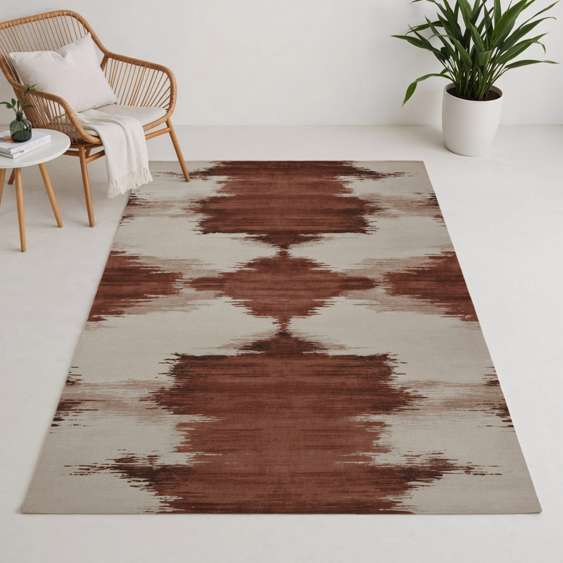 Tapis intérieur et extérieur brun Watercolor, Rectangle 9 pi x 12 pi