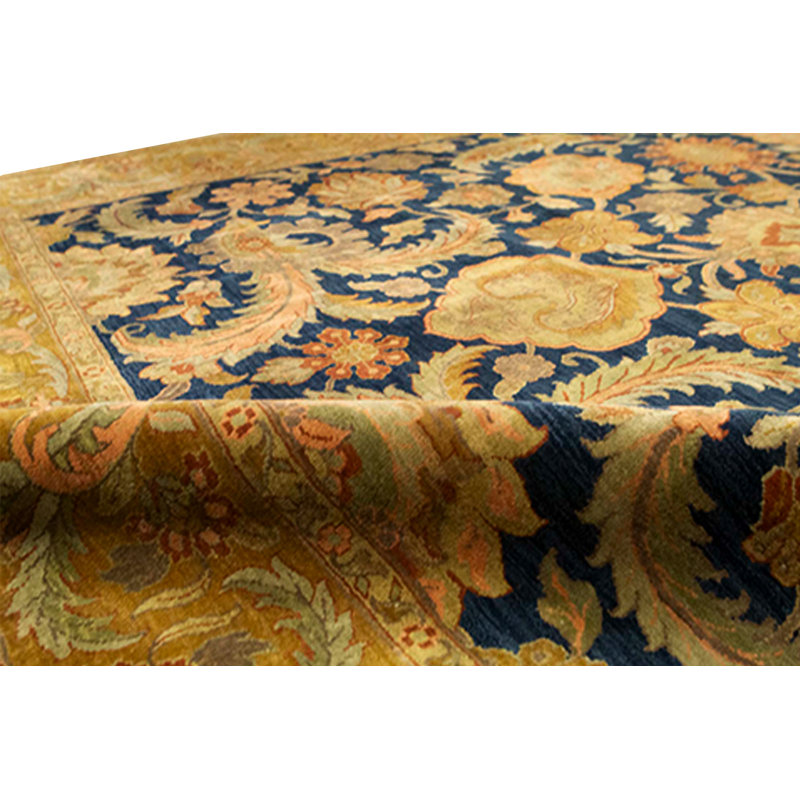Wool Oriental Area Rug in Brown/Dark Blue/Green