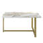Table basse Modern Glam avec pieds en métal, or et blanc, 36,2 po x 17,7 po x 25,6 po | 100% panneau de particules enduit de mélamine, épaisseur: 0,7 pouce | Conception élégante en marbre, parfaite pour le salon et les espaces de fantaisie-1047419207