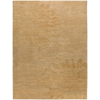 Modern One-of-a-Kind Rectangle 9' X 12' New Age Wool Area Rug in Beige