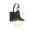 Applique murale extérieure de 37 cm (14,6 po) de hauteur avec détecteur de mouvement, abat-jour en métal noir et verre