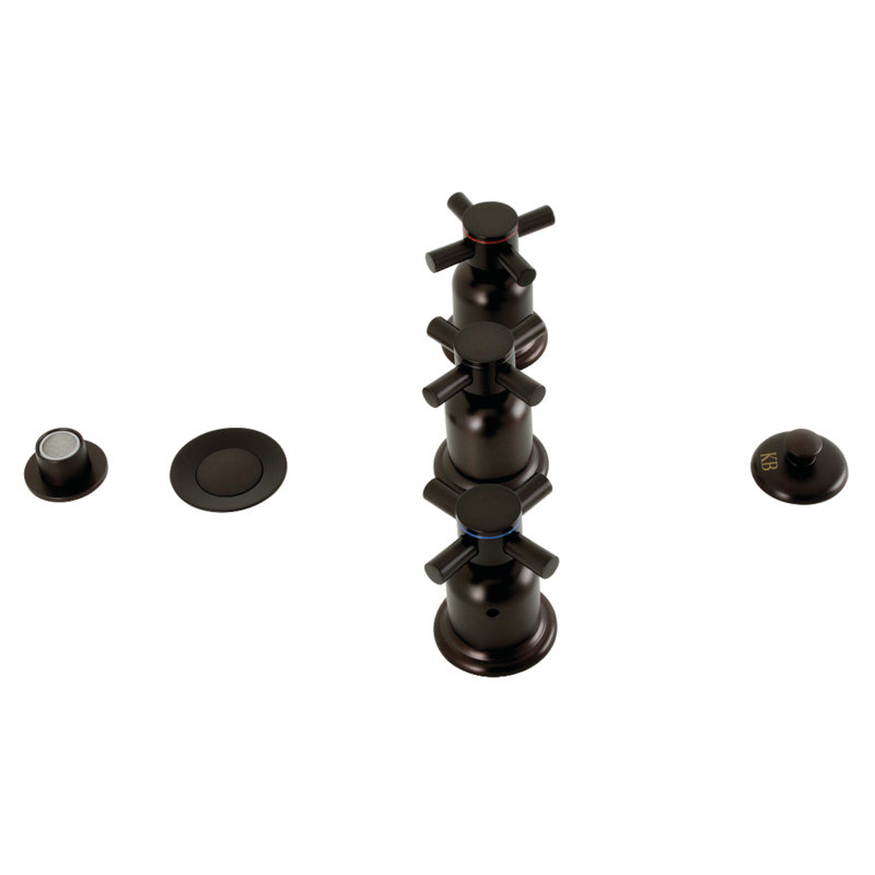 Kingston Brass Concord Three-Handle Vertical Spray Bidet Faucet with Brass Pop-Up, Oil Rubbed Bronze