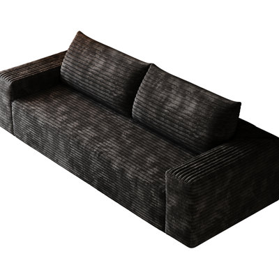 71 po 3 - Confortable, tissu en coton noir, coussin en mousse à haute densité, conception ergonomique, convient au salon, à la chambre à coucher, à un appartement, en velours côtelé sans assemblage, coton, 2 sièges, style moderne, plusieurs maisons