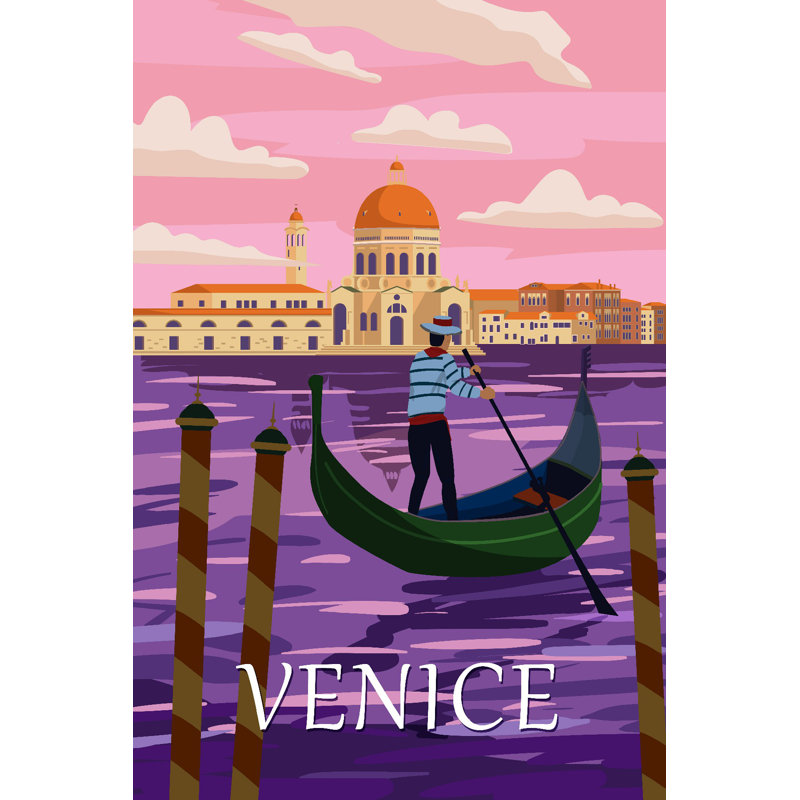 Affiche «Venice Italia» par Vectorup - impression sur toile tendue, L 12 po x H 18 po
