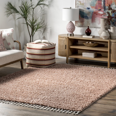 Laurel Performance Shag Tasseled Pink Rug