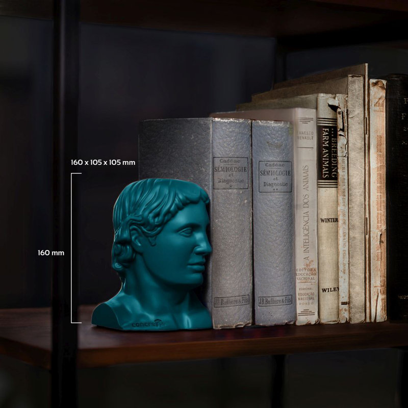 Concrette Concrete / Cement Non-Skid Bookend, Dark Turquoise