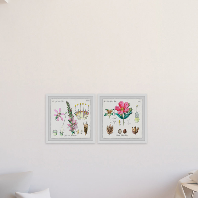 «Growing Pink Diptych», ensemble de 2 reproductions d'art graphique, H 18 po x l 18 po x L 1,5 po