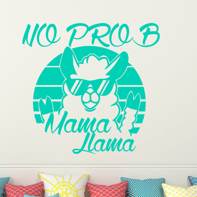 Décalcomanie murale "no prob maman llama", Menthe