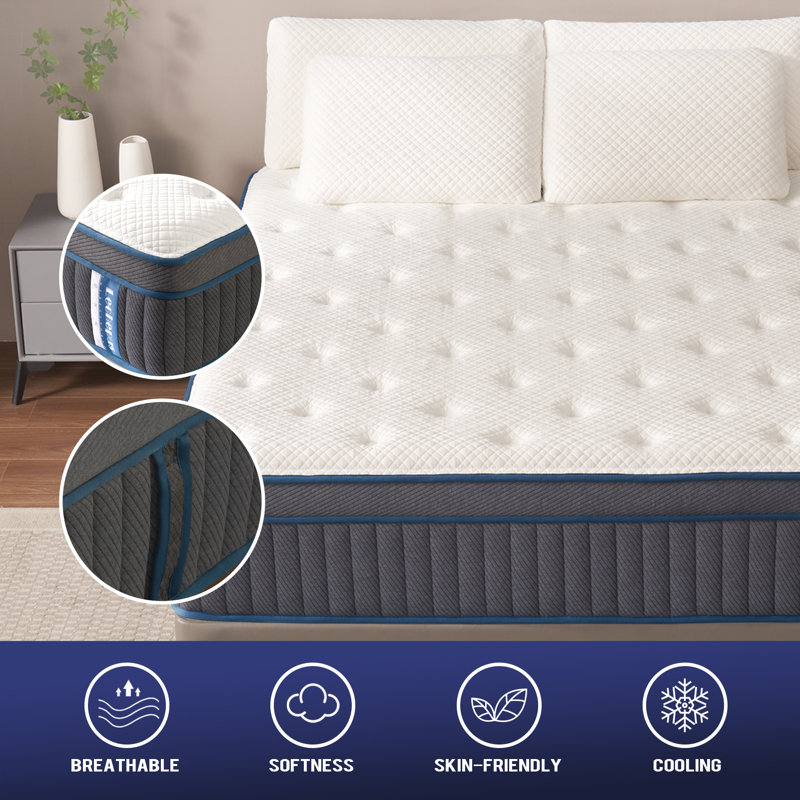 Lechepus 14Inch Plush Memory Foam Innerspring Mattress, King