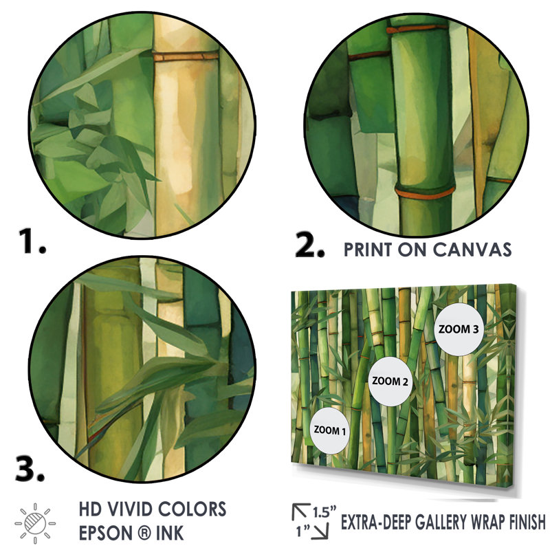 «Whispering Bamboo Geometric Patterns I», art mural sur toile de bambou_106670, H 12 po x l 20 po x P 1 po, Toile tendue