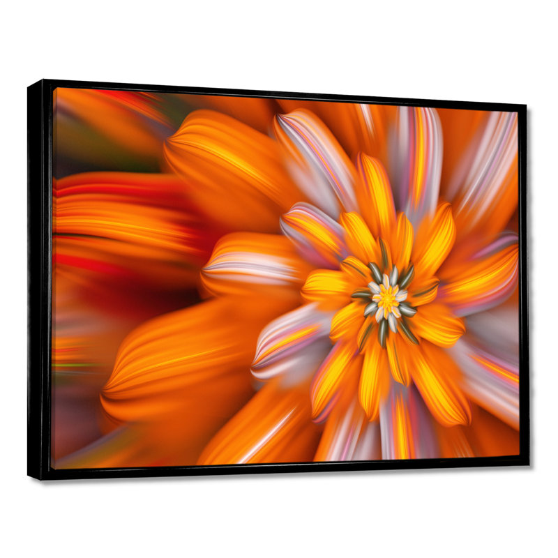 Impression sur toile Massive Orange Fractal, H 16 po x l 32 po, Cadre flottant noir