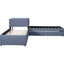Lit plateforme simple en L gris avec rangement et porte-écharpe - Augmente la capacité du lit gigogne et des tiroirs de bureau rembourrés, simple, revêtement en lin