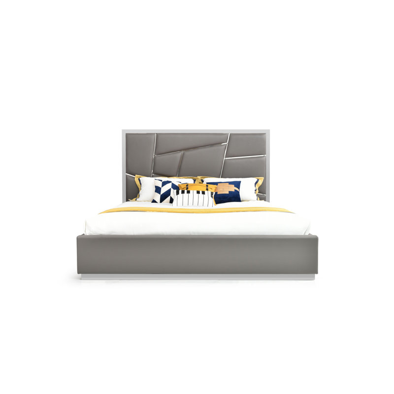 Clintock Upholstered Platform Bed, Queen, Gray